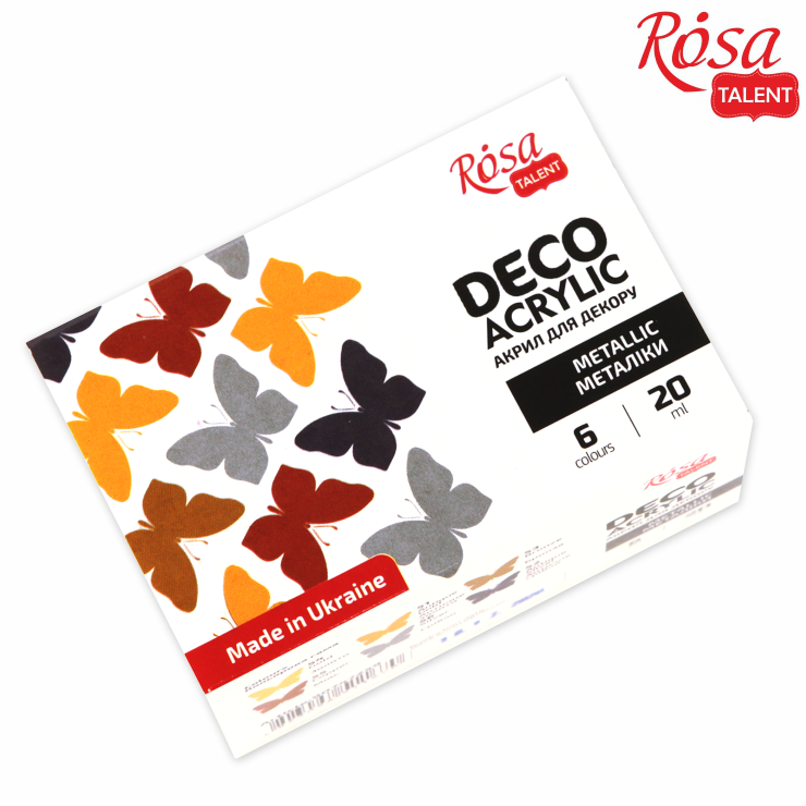 Набор акриловых красок для декора Rosa Talent металлик 6 цветов 20 мл (Az1-4823098511670) Набор акриловых красок для декора Rosa Talent металлик 6 цветов 20 мл (Az1-4823098511670)
