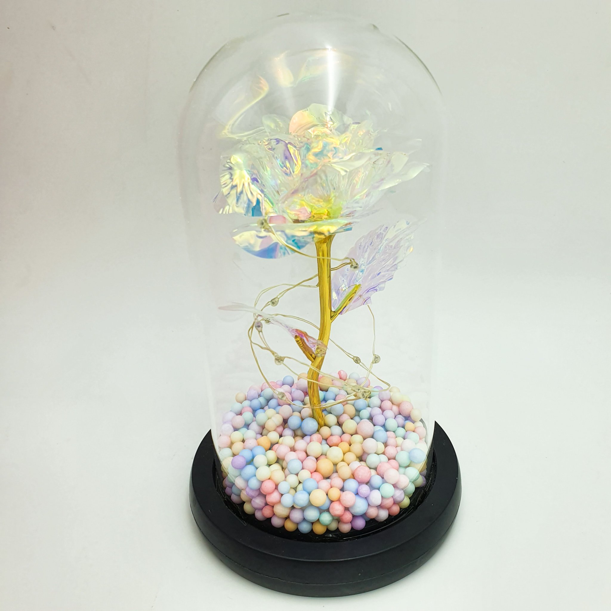 Роза в стеклянной колбе UKC с LED подсветкой Золотистый (b19862f1)