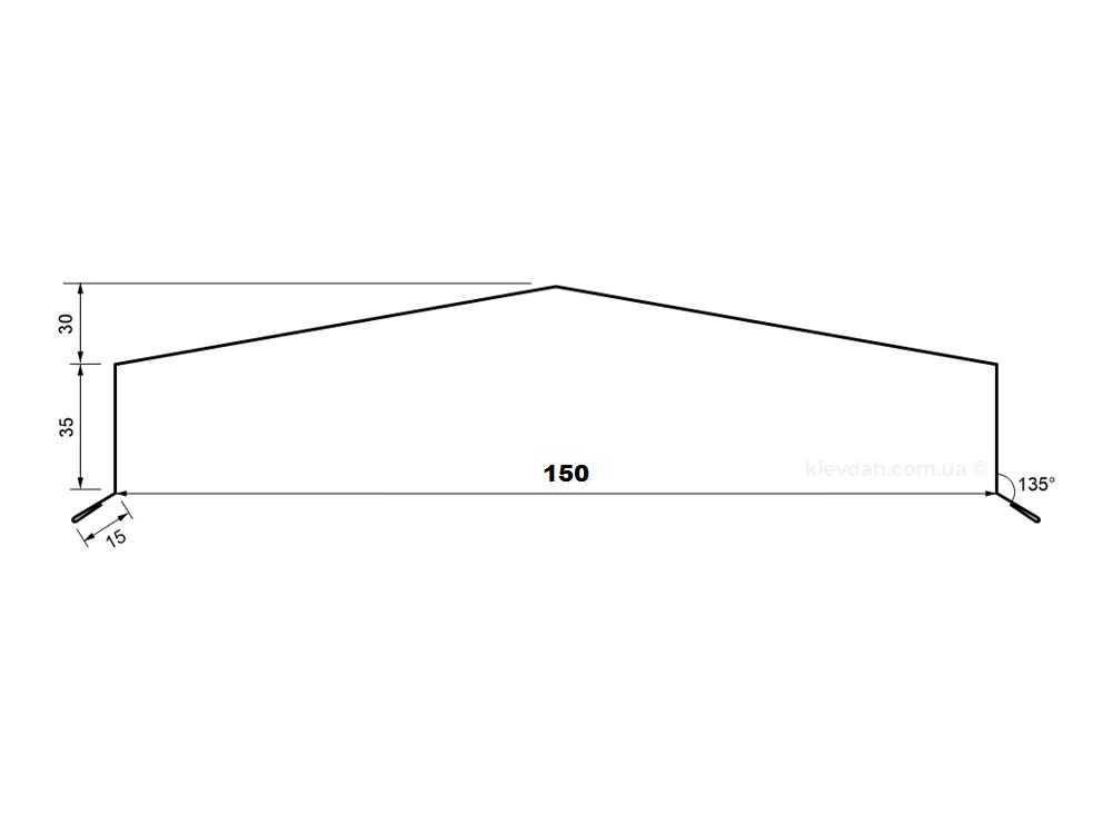 Накрывка парапетная треугольная SIMBUD матовая 150х2000 мм RAL8017 (114719) - фото 3