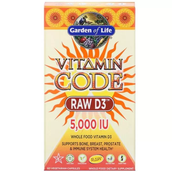 Сирий вітамін D3 Garden Of Life Vitamin Code 5000 МЕ 125 мкг 60 вегетарианських капсул (GOL11586)