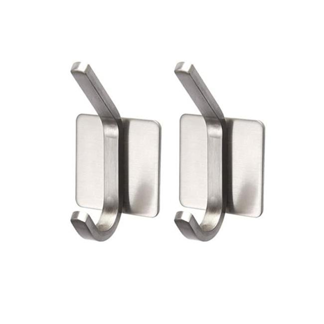 Набір гачків настінні самоклеючі у ванну для рушників мочалок халатів в кухню душ або в прихожу без свердління нержавіюча сталь 2 шт.