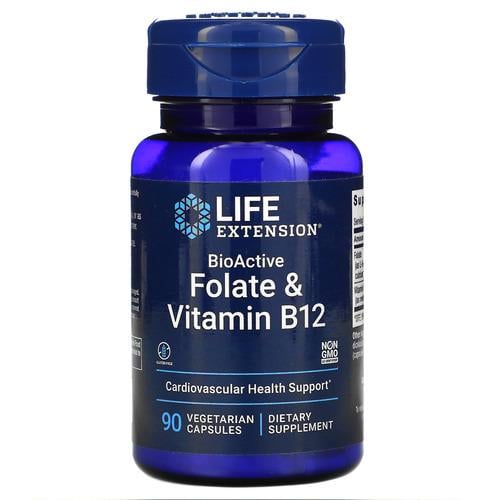 Комплекс витаминов группы В Life Extension BioActive Folate & Vitamin B12 90 Capsules (LEX-18429)
