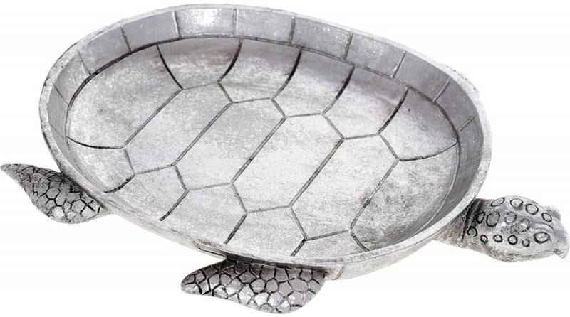 Блюдо декоративное Черепаха 26х22х3 см полистоун Серебристый (32326286)