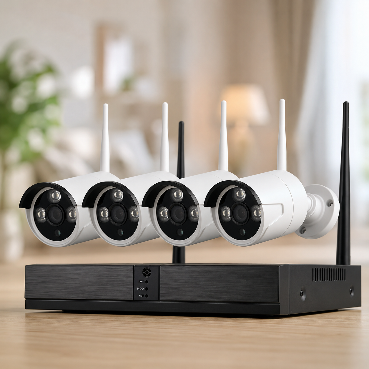Комплект видеонаблюдения беспроводной Full HD Wi-Fi на 4 камеры с регистратором Комплект видеонаблюдения беспроводной Full HD Wi-Fi на 4 камеры с регистратором