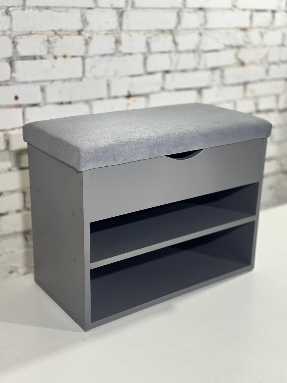 Тумба для обуви ДСП/ткань 30х80х45 см Графитовый/Серый - фото 3