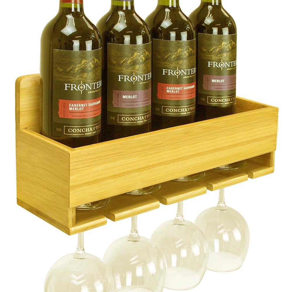 Полка для вина настенная из дерева Камакура Карри (ПНК-000603)