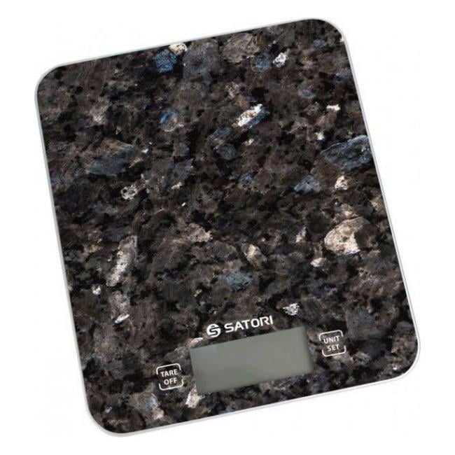 Весы кухонные электронные Satori SKS-211-BL до 15 кг стеклянные Dark marble (iz14101)