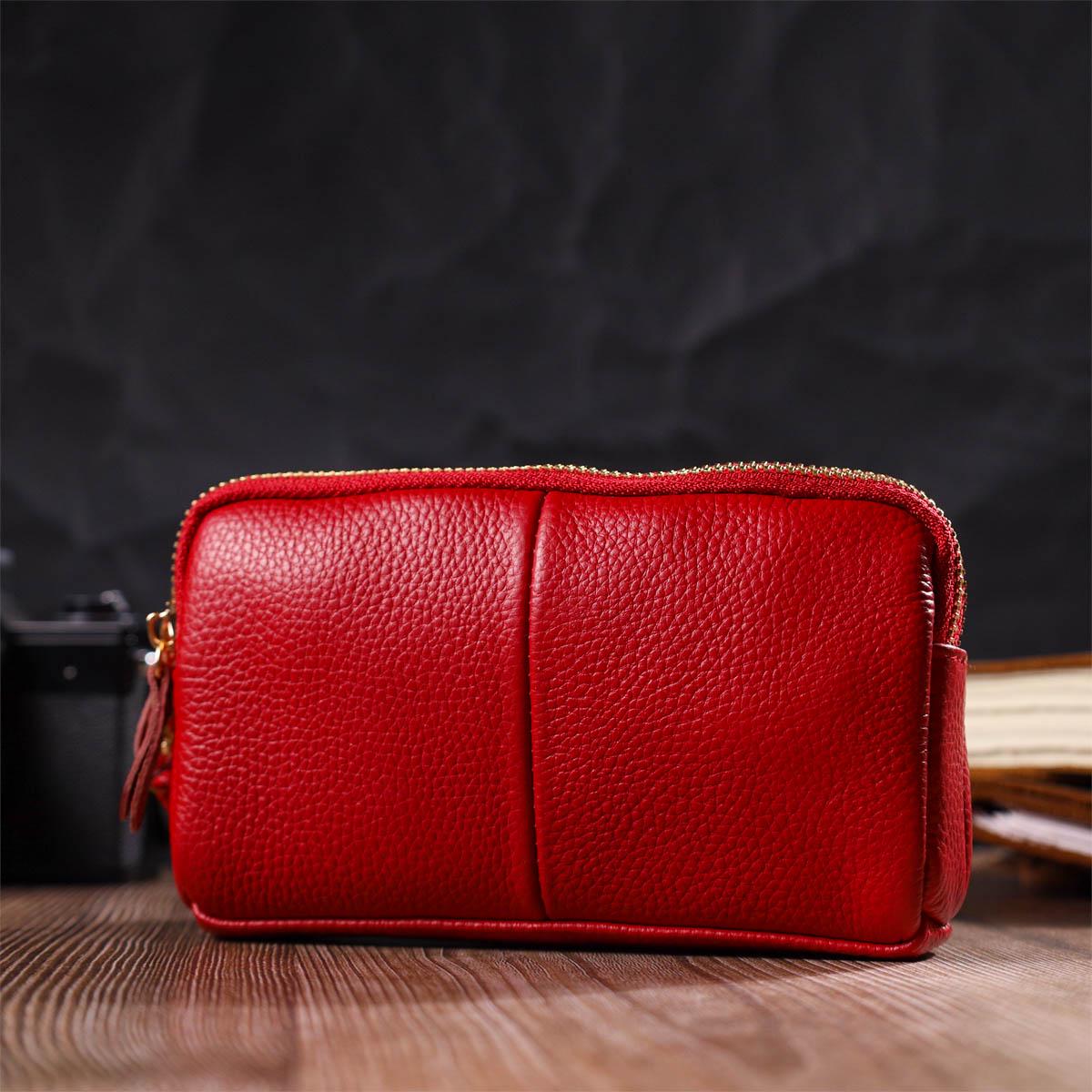 Клатч-кошелек женский Vintage Women Wallet 22090 из натуральной кожи Красный (56291) - фото 8