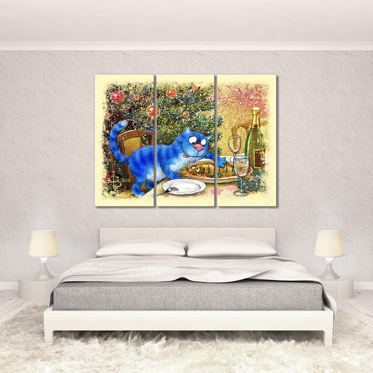 Модульная картина Заливная рыба 3 модуля 120x180 см