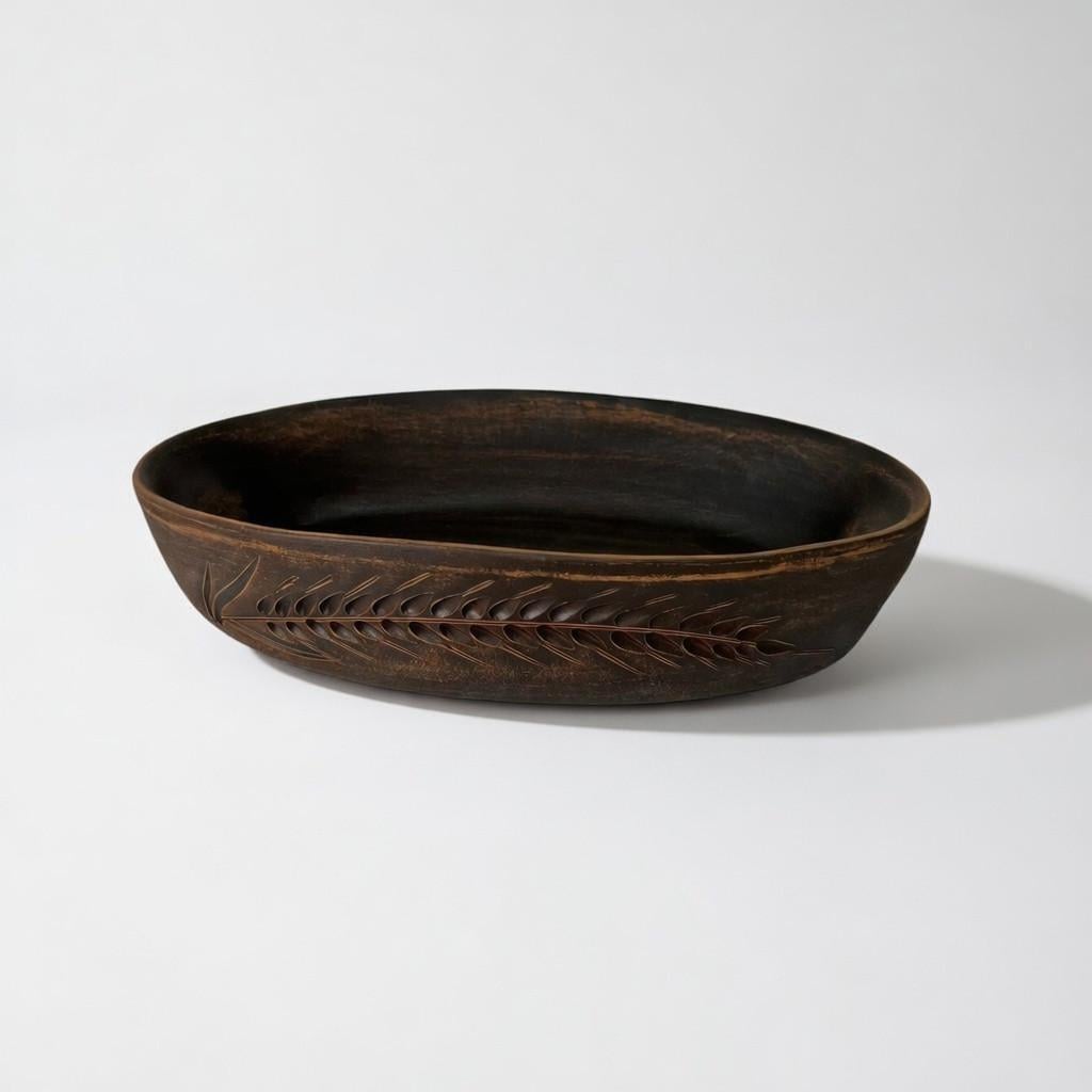 Блюдо под холодец Украинская глиняная посуда Колосок молочная керамика 2 л 25 см (2931782848)