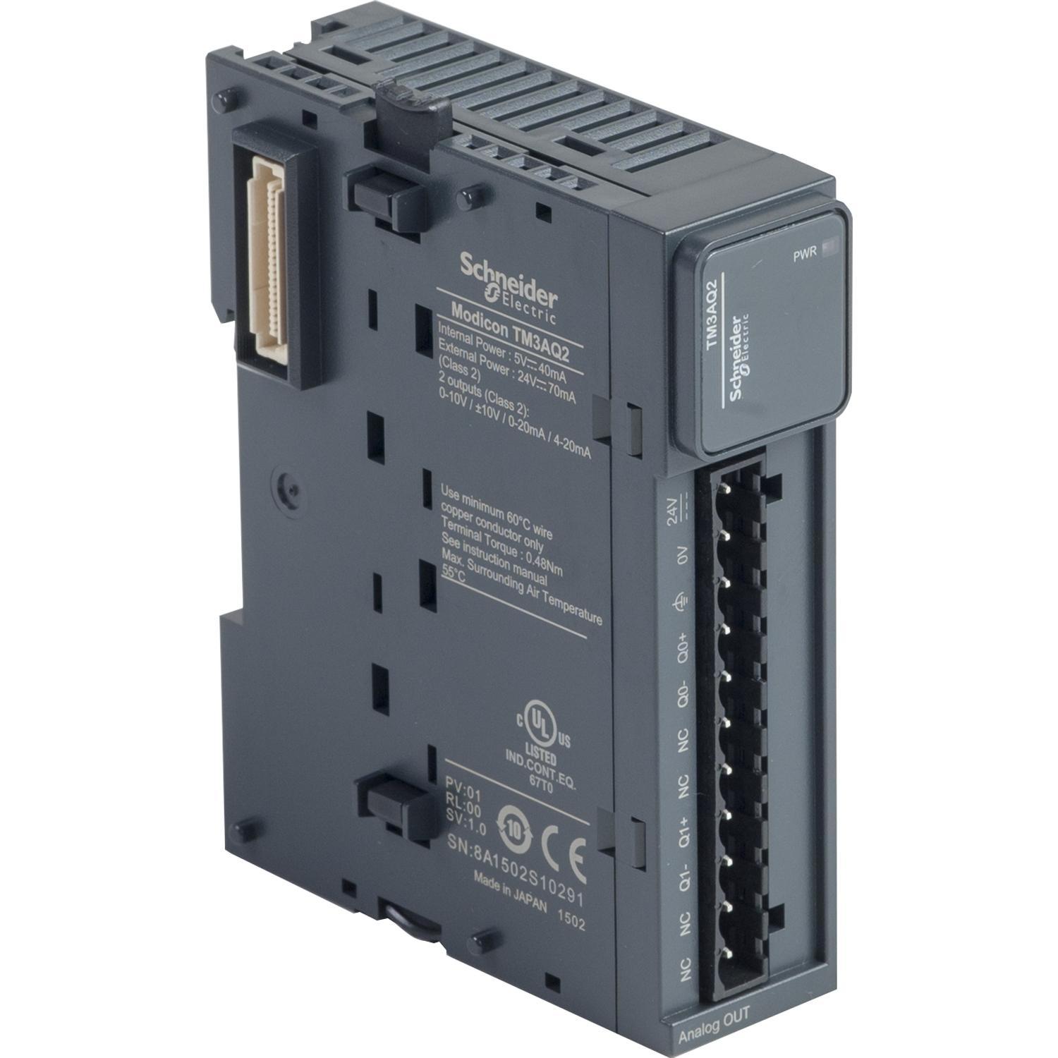 Модуль Schneider Electric TM3 2 аналоговых выхода 24V DC 12 бит (TM3AQ2)