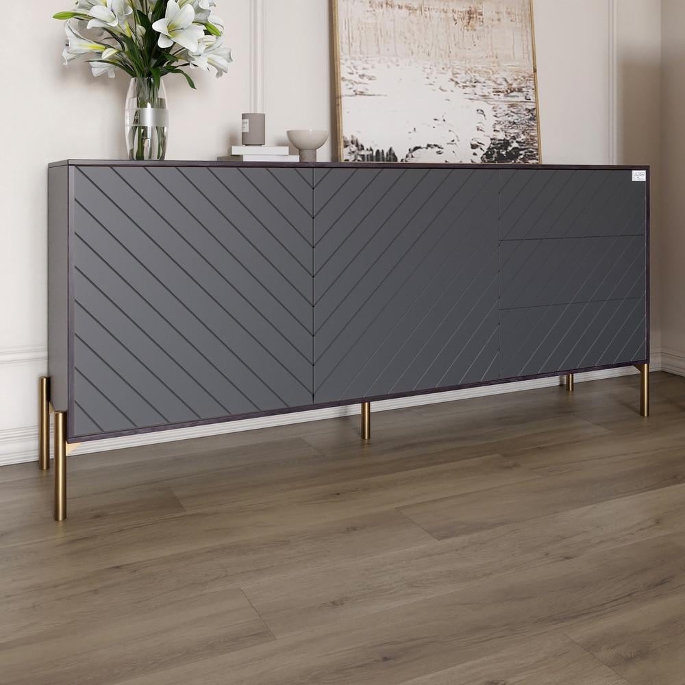 Комод с золотыми металлическими ножками Lion Амарант 168x40x76,5 см Бетон темный/Графитовый (Lion-041946) - фото 1 Комод с золотыми металлическими ножками Lion Амарант 168x40x76,5 см Бетон темный/Графитовый (Lion-041946) - фото 1