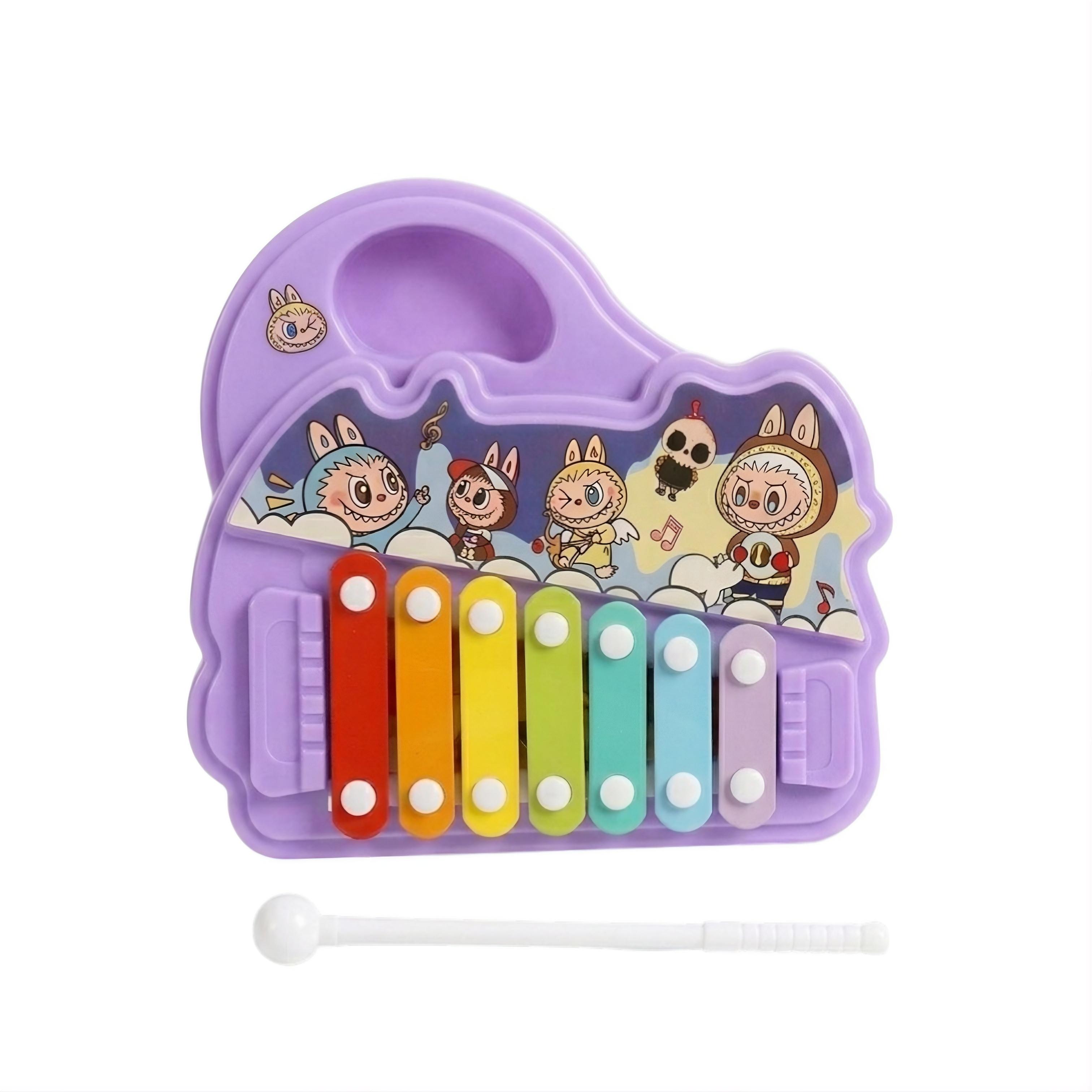 Дитячий музичний ксилофон 9388-170-1 Лабубу з паличкою на листі Фіолетовий Дитячий музичний ксилофон 9388-170-1 Лабубу з паличкою на листі Фіолетовий