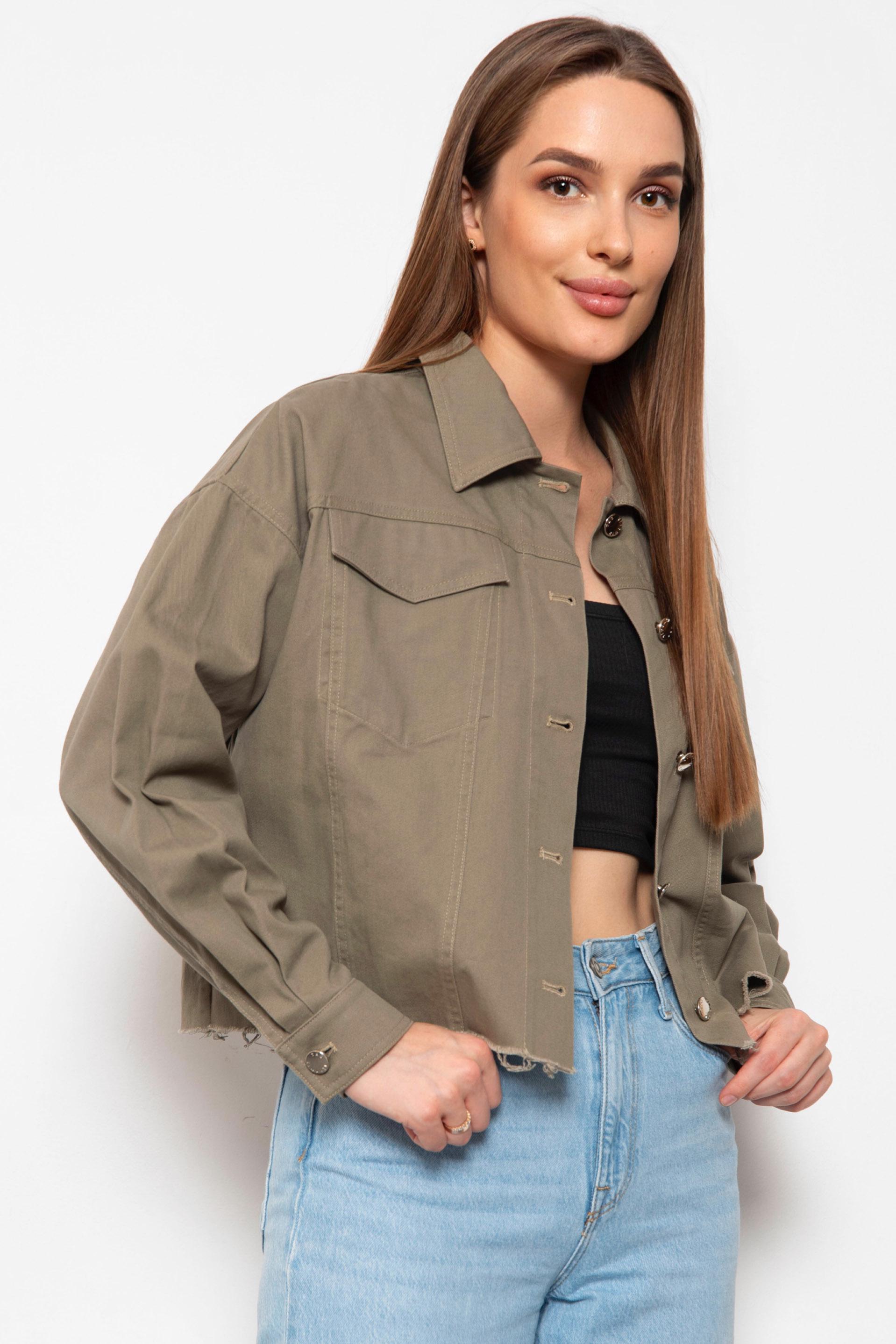 Джинсовка жіноча M Хакі (184446) - фото 2 Джинсовка жіноча M Хакі (184446) - фото 2