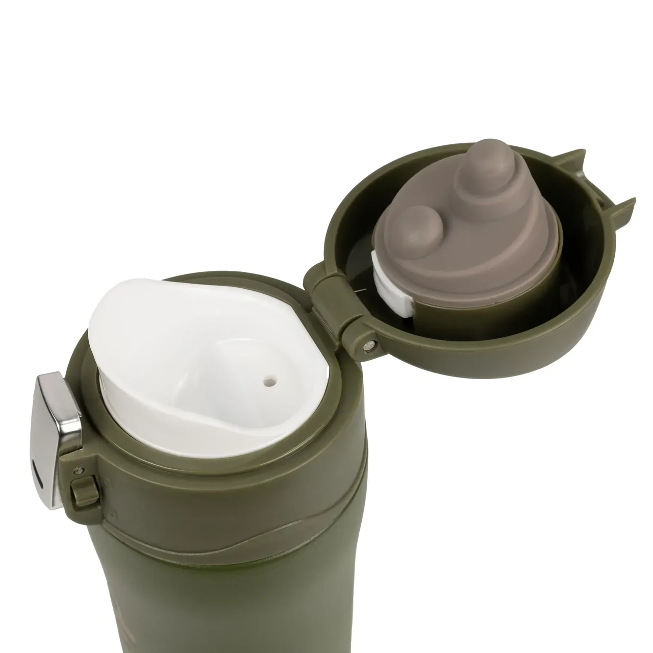 Термос Tramp герметичная крышка с кнопкой-фиксатором 0,35 л (UTRC-106-mat-olive) - фото 3