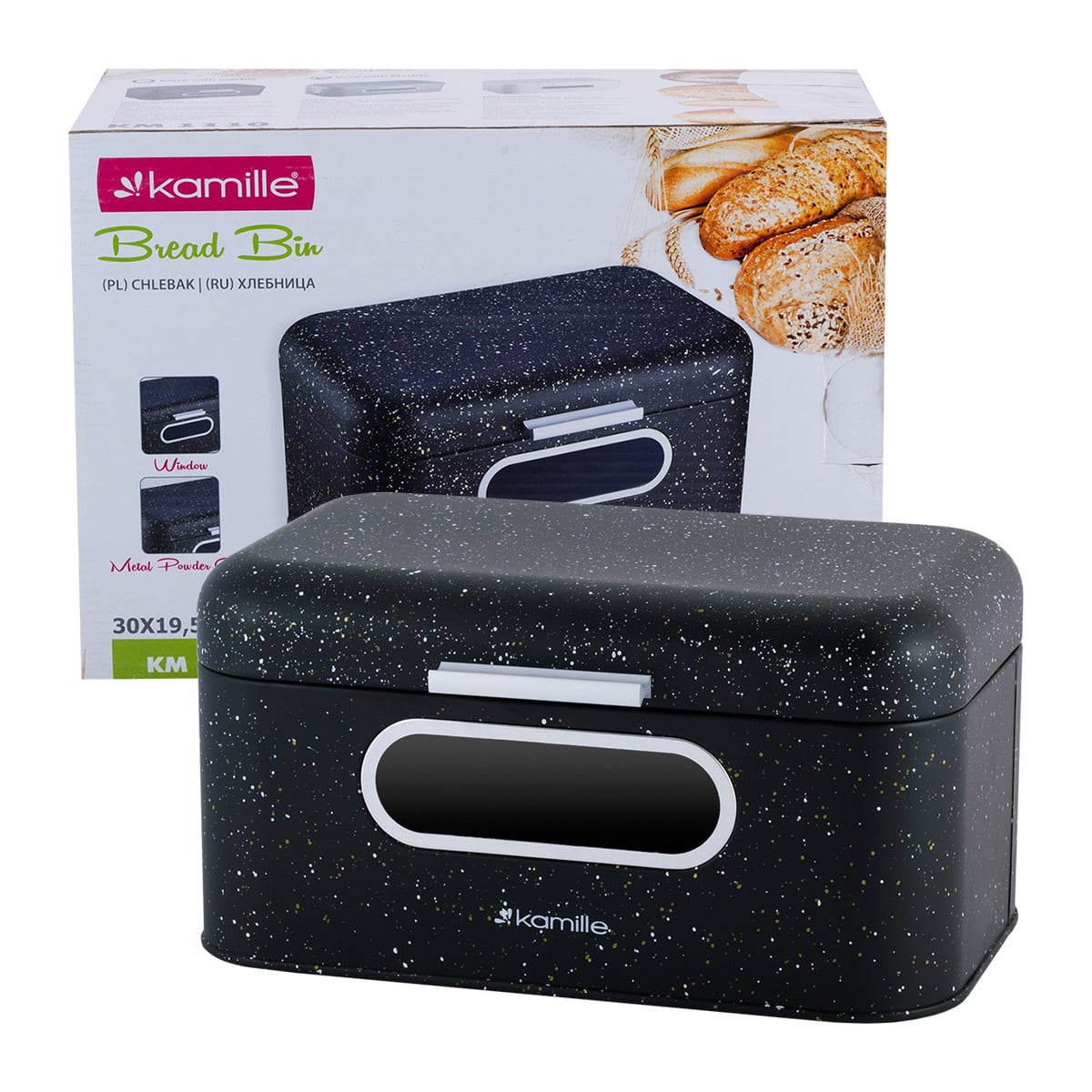 Хлебница Kamille 30х19,5х15,5 см из нержавеющей стали Черный KM-1110CR