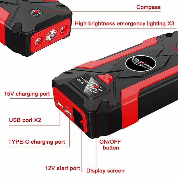 Пусковое устройство для автомобиля 25000 mAh 2USB Фонарик car jump starter QY31 - фото 9 Пусковое устройство для автомобиля 25000 mAh 2USB Фонарик car jump starter QY31 - фото 9