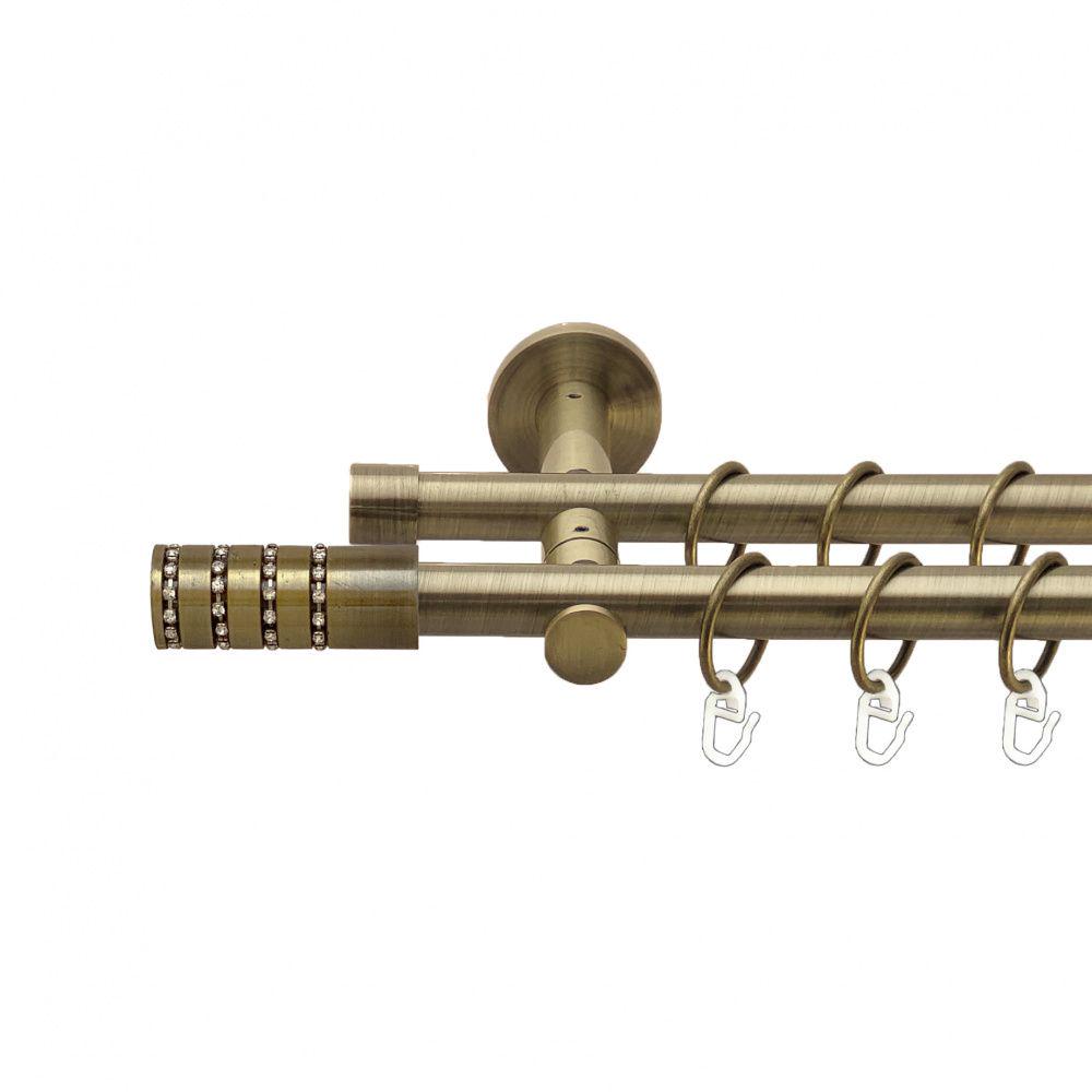 Карниз Orvit Барамелла металевий дворядний реверсивний гладка труба кільце металеве 19/19 мм 160 см Антик (00-00013324)