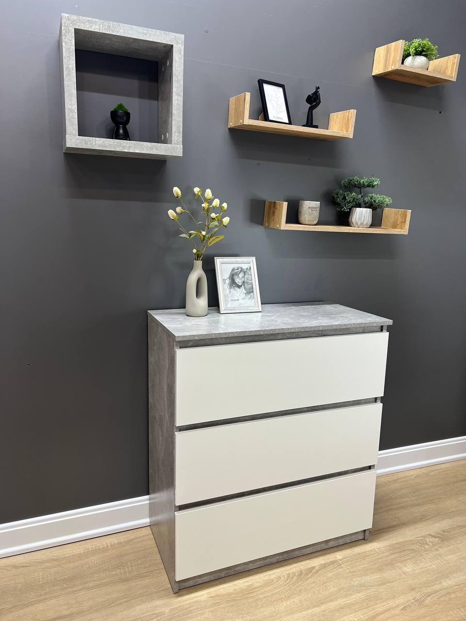 Комод Даллас 3 шухляди 910х805х410 мм Бетон/Білий - фото 5 Комод Даллас 3 шухляди 910х805х410 мм Бетон/Білий - фото 5