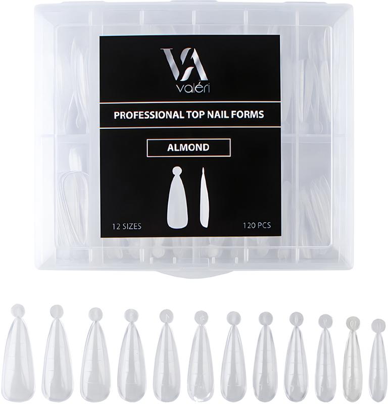 Верхние формы для наращивания ногтей Valeri Almond форма балерина 120 шт. Прозрачный (58327)