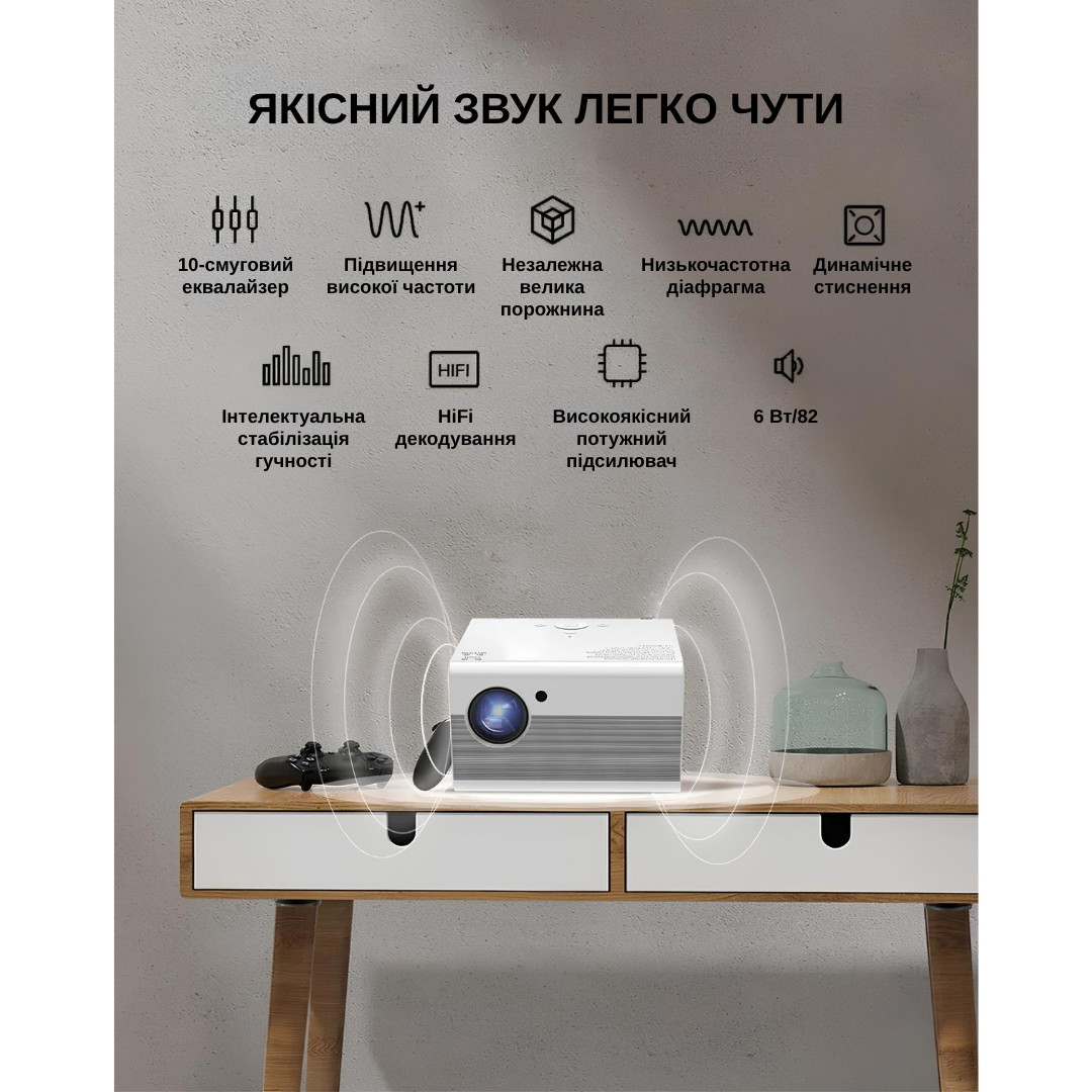 Проектор XON SmartView T10/Full HD 1920х1080P/3600Lm Білий (XVAA1910BB 726) - фото 8 Проектор XON SmartView T10/Full HD 1920х1080P/3600Lm Білий (XVAA1910BB 726) - фото 8