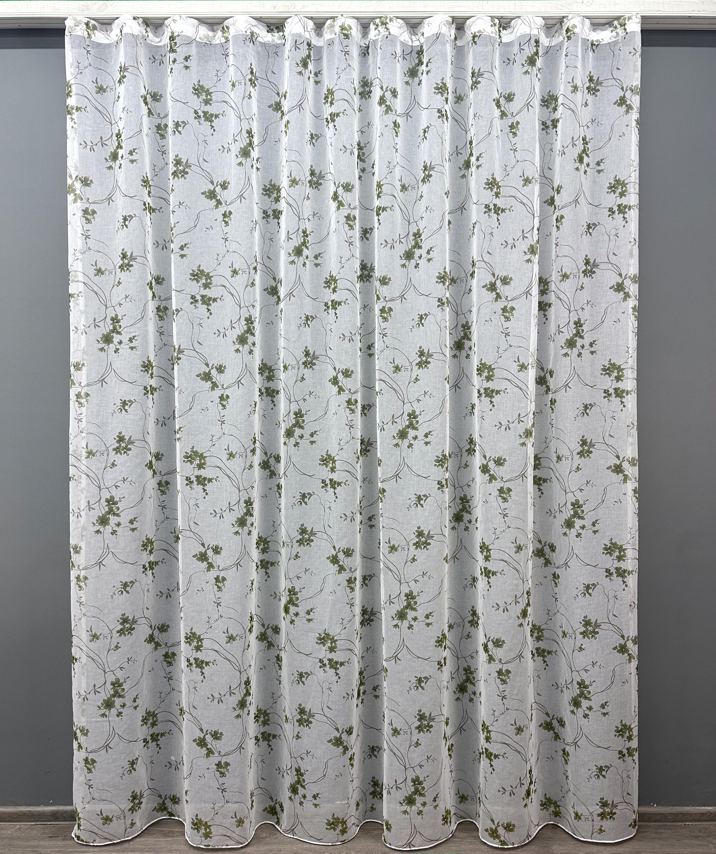 Тюль VR-Textil 1531т Flora батист 300х270 см Белый/Оливковый/Коричневый (42-0442)