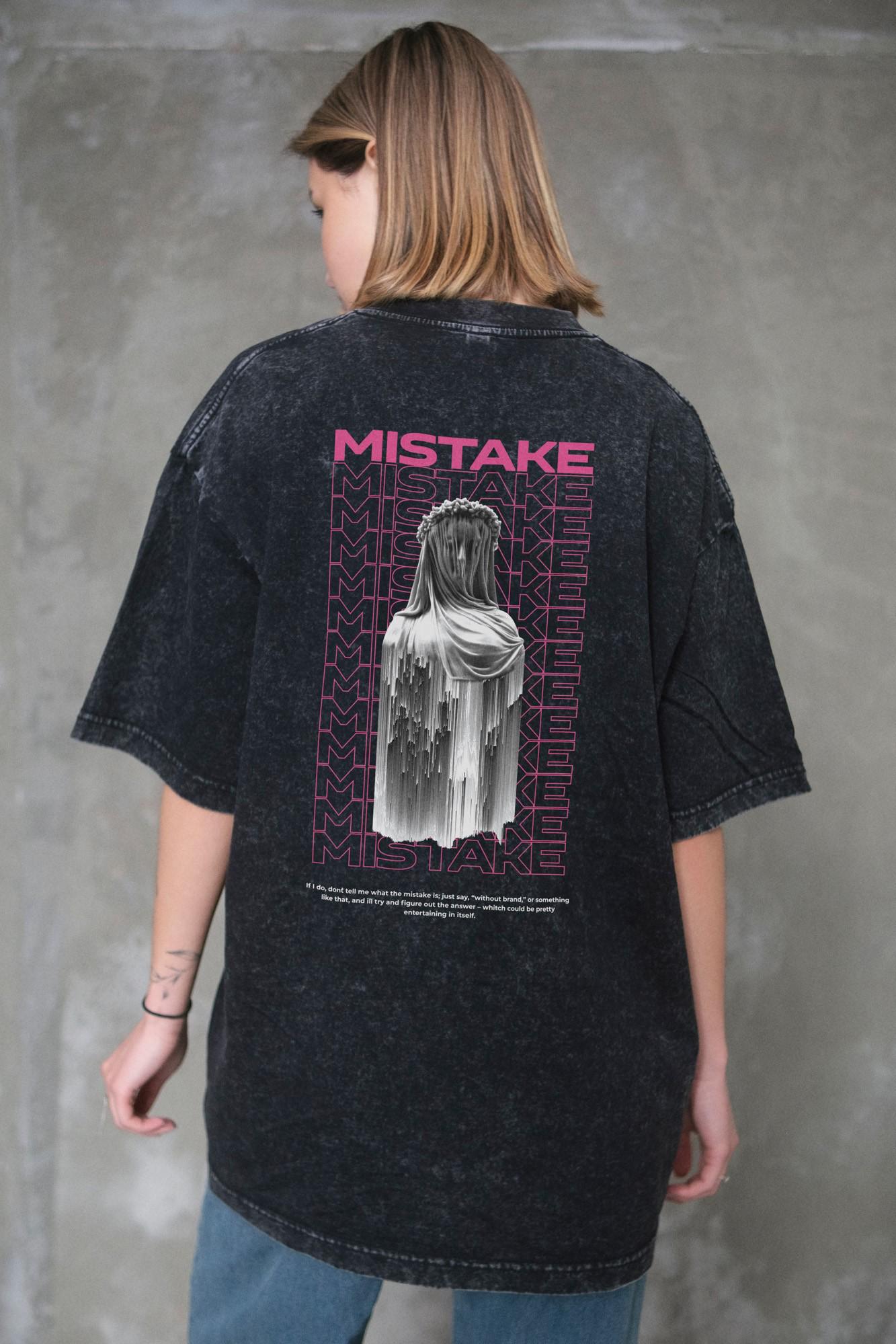 Футболка женская оверсайз Without Washed вываренная с принтом Mistake L/XL Black (L8049615)