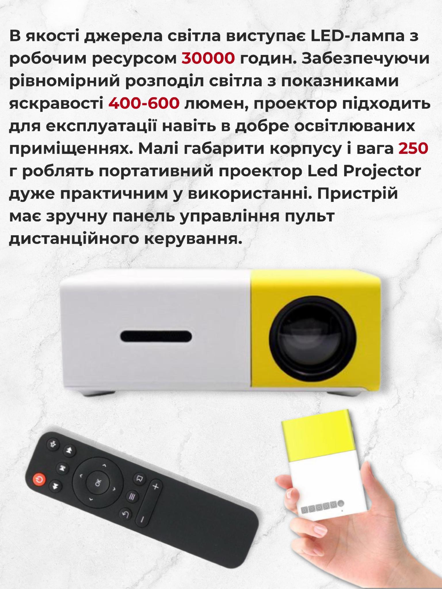 Проектор мини PVO Projector YJ300-LP портативный мультимедийный - фото 8