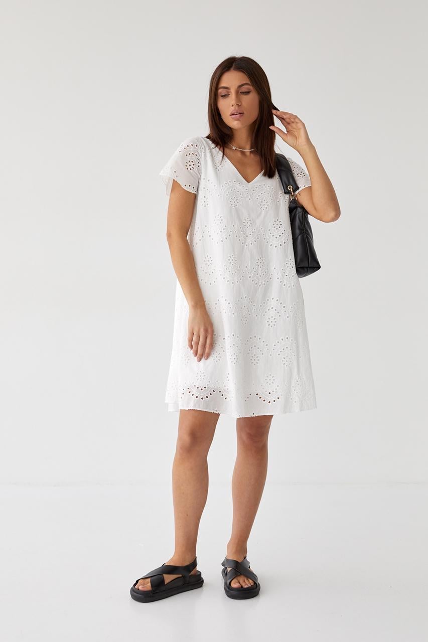 Платье Lurex летнее из прошвы L Белый
