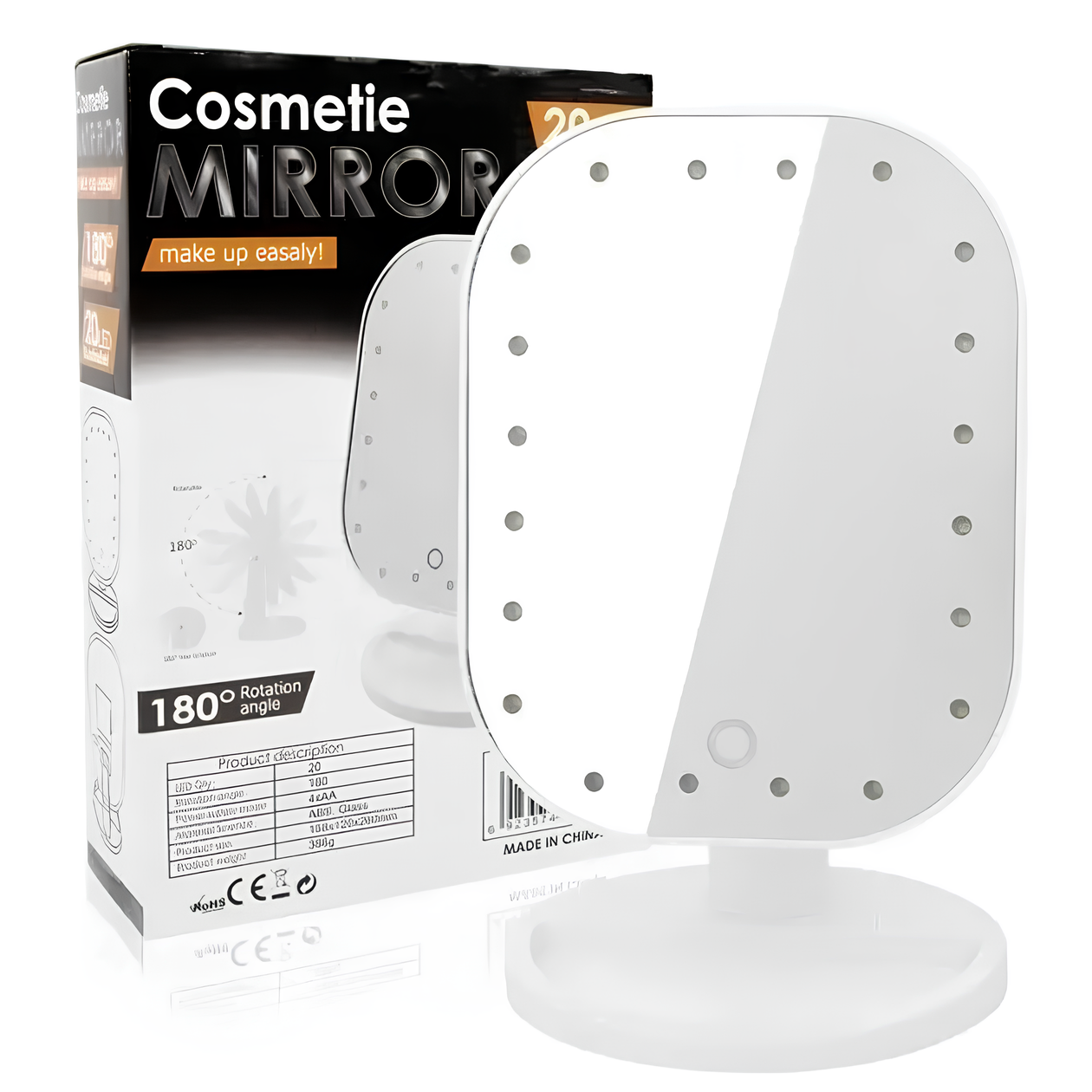 Дзеркало для макіяжу Cosmetie Mirror сенсорне обертове на 180 градусів з LED підсвічуванням (00598)