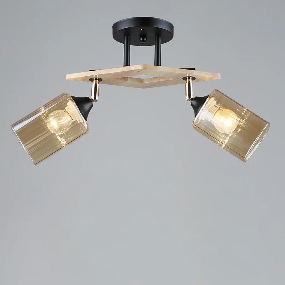 Люстра стельова Light House SR-19359/2 BK/WOOD E27 480х130х260 мм Чорний/Золотий/Медовий Люстра стельова Light House SR-19359/2 BK/WOOD E27 480х130х260 мм Чорний/Золотий/Медовий
