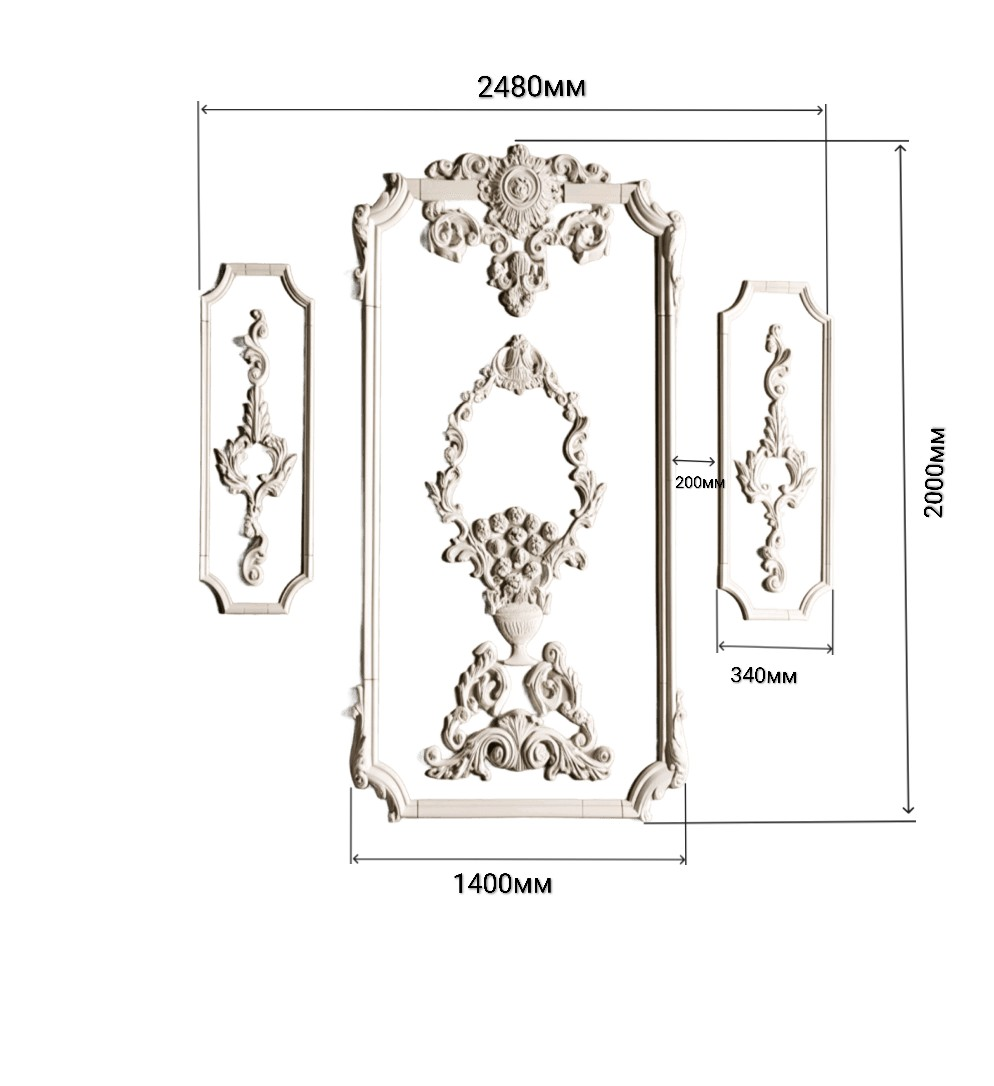 Комплект рамок декоративных гипсовых 3 шт. 2000/2480 мм (29031706) - фото 2