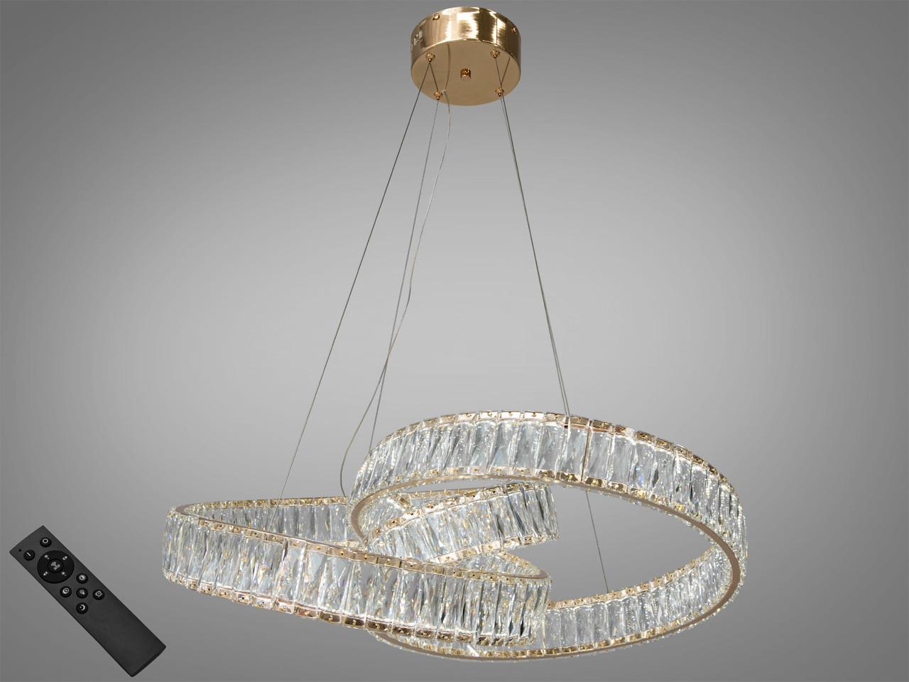 Люстра-подвес хрустальная LED 531-600G-LS на тросах 80W на 13 м2 Золотой (2219989129)