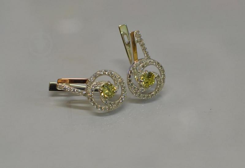 Серебряные серьги Sil 115s-11 Цитрин (Sil-873)