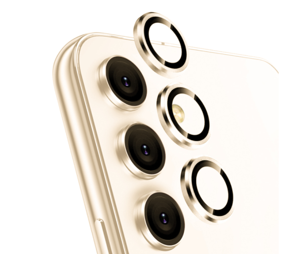 Защитное стекло с рамкой CD Pattern на заднюю камеру для Samsung Galaxy A35 Золотой