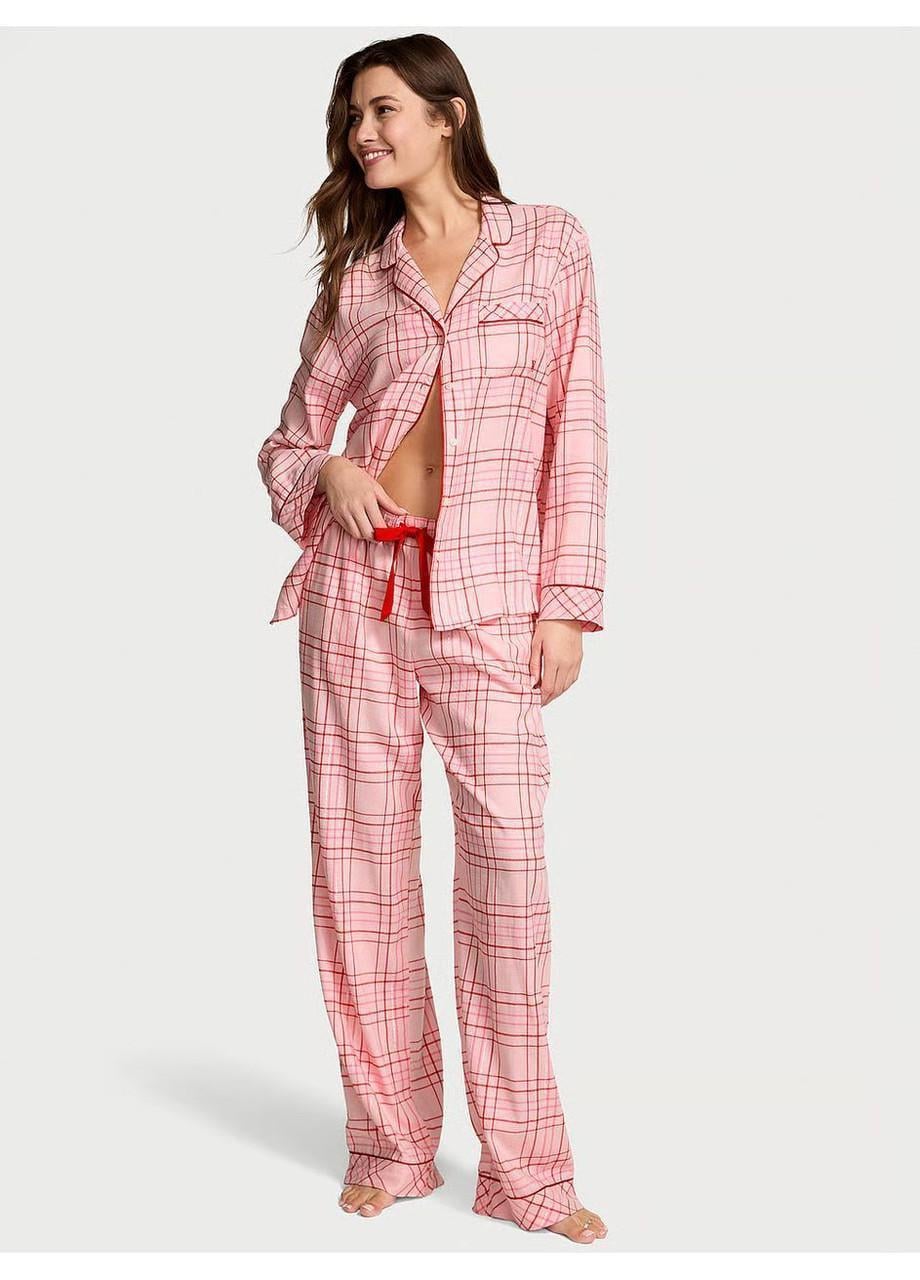 Пижама женская Victoria's Secret Flannel Long Pajama Set M Розовый (3022565669)
