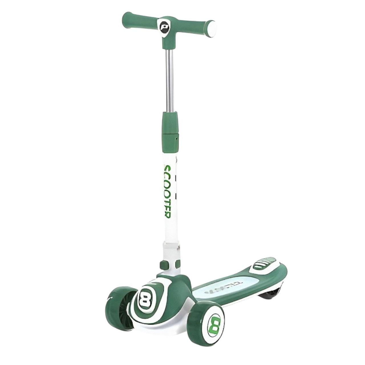 Самокат детский JR3-136-GR со светом/музыкой и регулируемым рулем Зеленый (25980709)