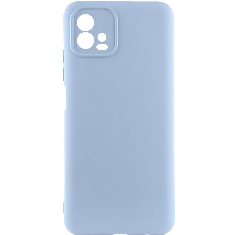 Противоударный чехол TPU GETMAN Liquid Silk Full Camera для Motorola Moto G72 Голубой / Lilac Blue