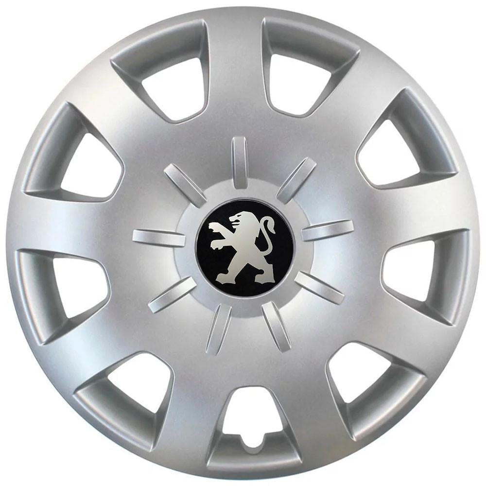 Колпаки автомобильные модельные  SJS 314 с логотипом Peugeot R15 4 шт. Серебрянный