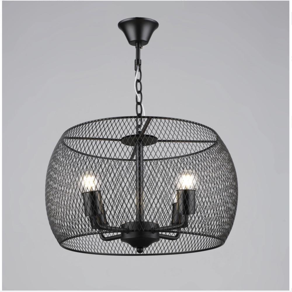 Підвісна люстра Sirius з круглим металевим плафоном під чотири лампи Е27 IP20 B S2460/4 BK Чорний (28686352)