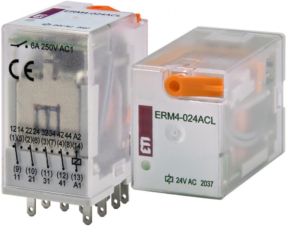 Реле промежуточное ETI ERM4-024ACL 6A 4к 24V AC ERM4 с индикатором (2473009)
