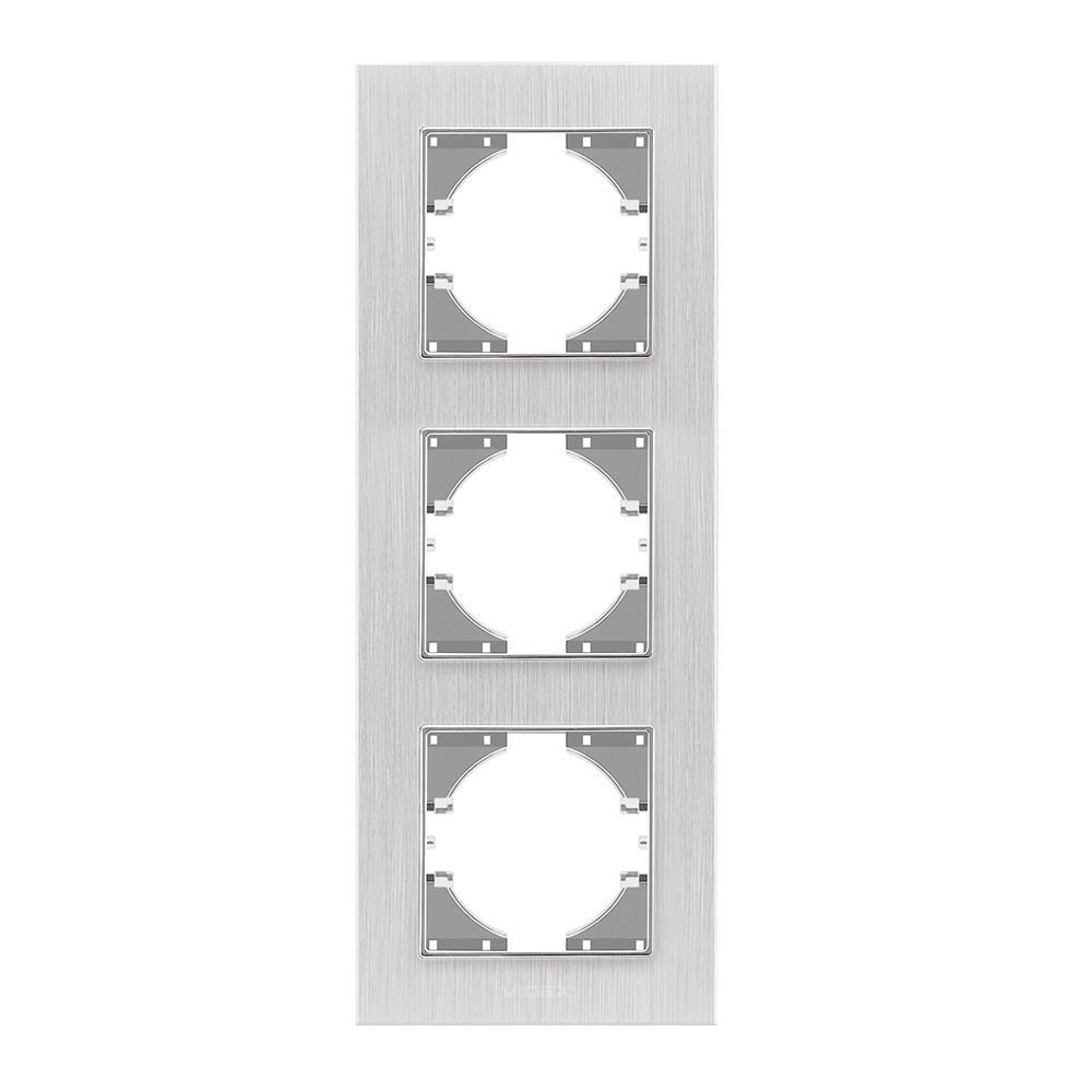 Рамка трехместная вертикальная Videx Binera Серебристый алюминий (00000022501)