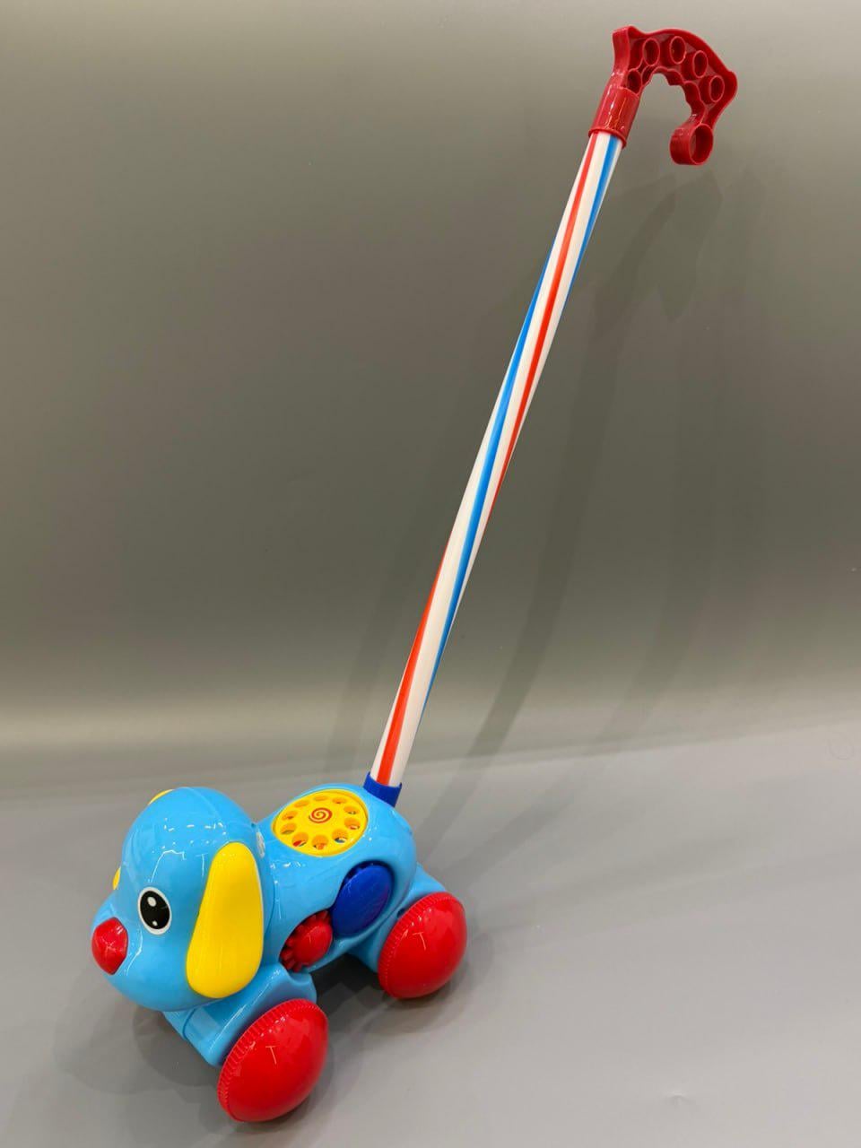 Каталка на палочке Собачка с телефоном Голубой (370)