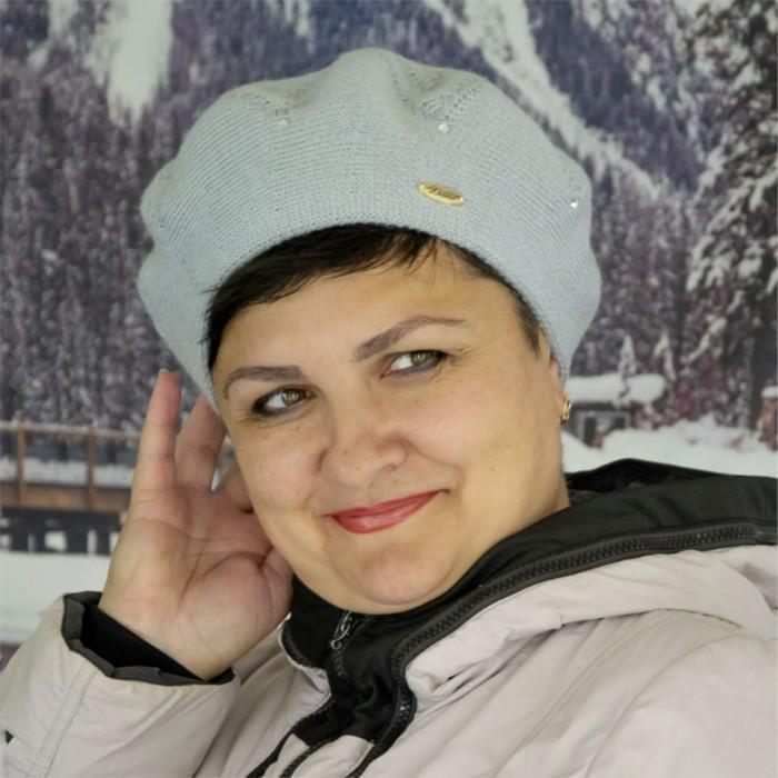 Берет женский Lirus Омега двойной шерстяной Серо-голубой (111565) (111565)