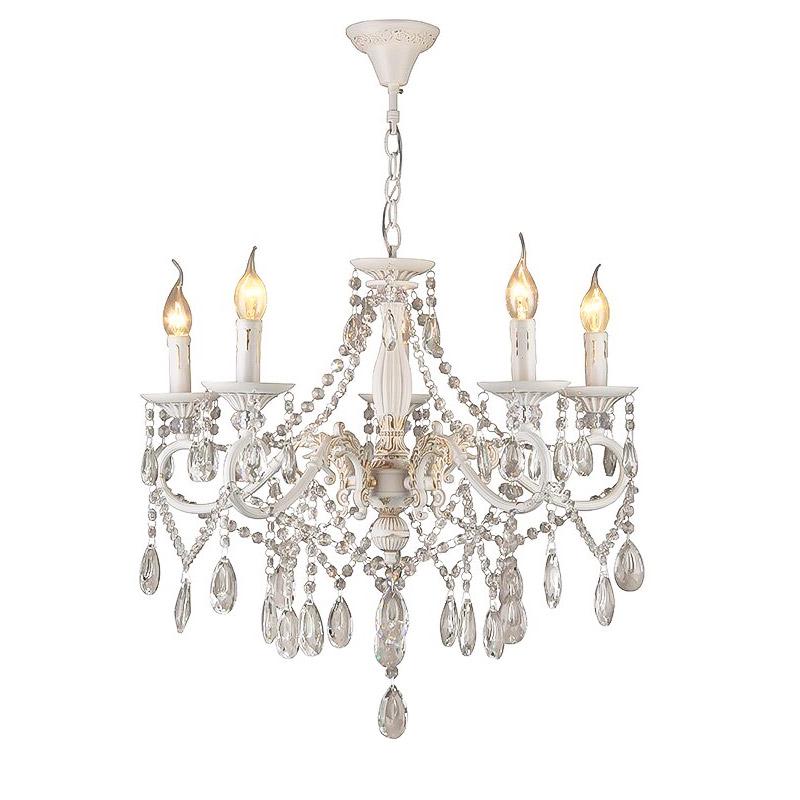 Люстра подвесная свечи Light House SRS-16292/5 на пять ламп Белый / Золото