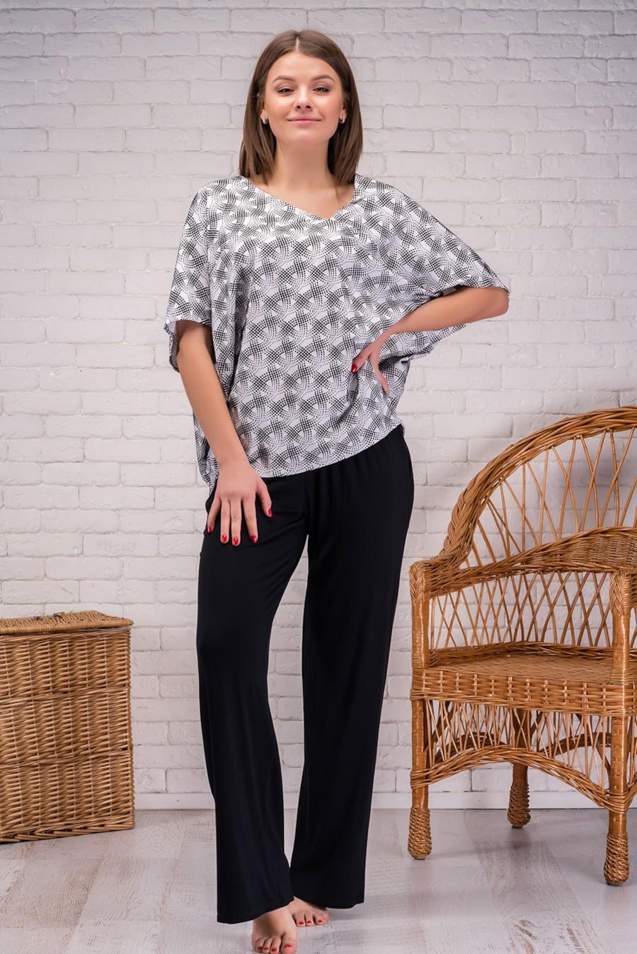 Комплект Lanett блуза/брюки р. 52/3XL Черно-белый (67998) Комплект Lanett блуза/брюки р. 52/3XL Черно-белый (67998)