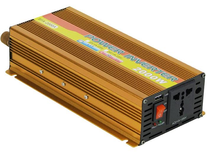 Преобразователь напряжения SFA 2000W 12-220 В Золотистый (24441)
