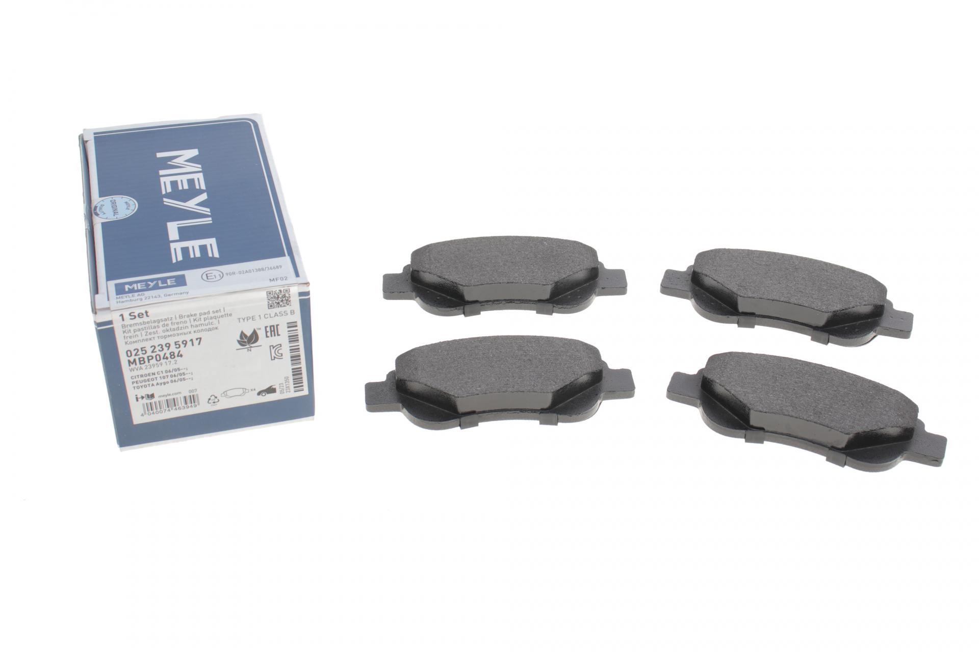 Тормозные колодки передние Meyle для Citroen C1/Peugeot 107/Toyota Aygo 05- Bosch (025 239 5917)