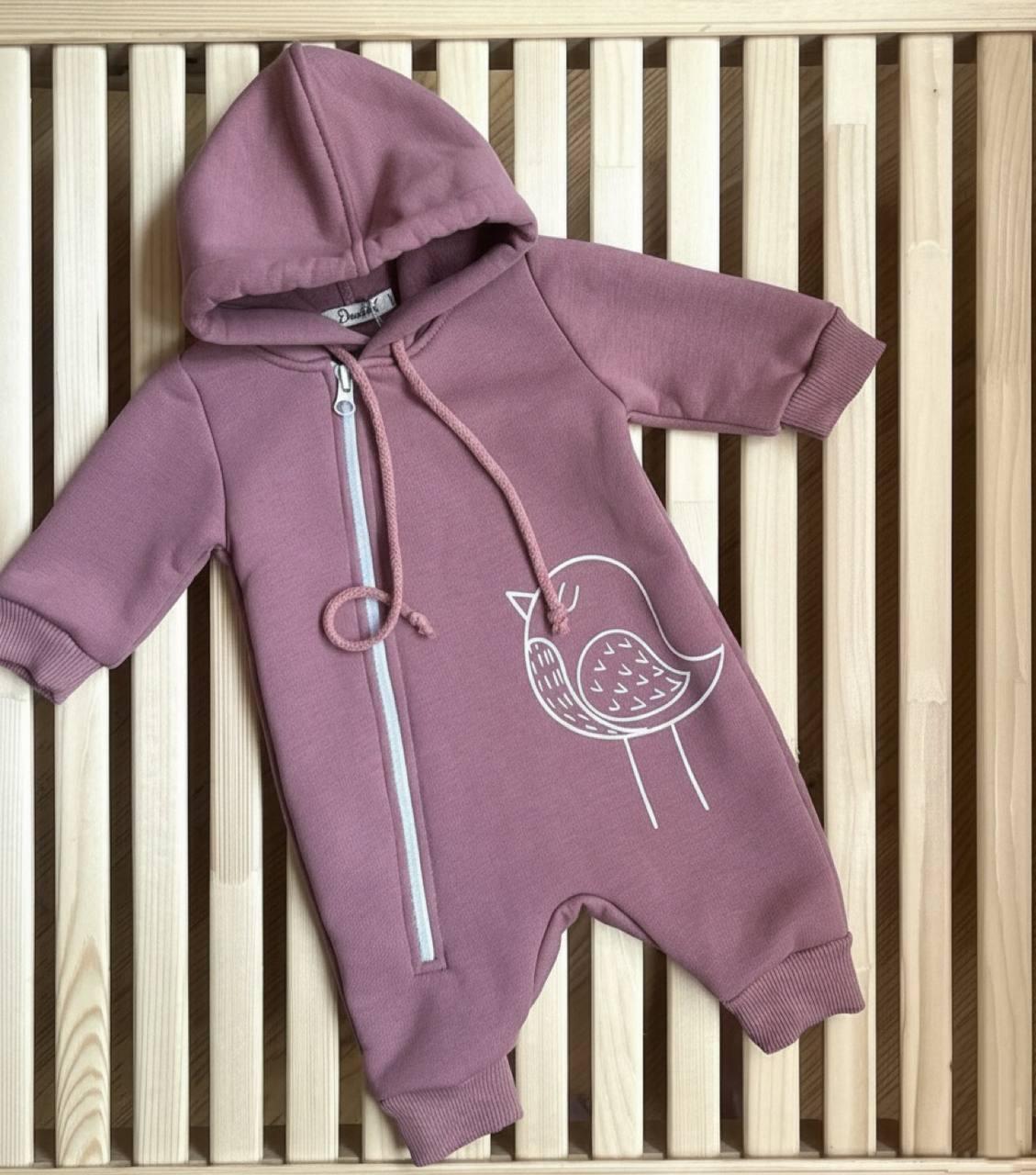 Комбинезон ромпер утепленный детский DreamKid 56 см Пильная роза