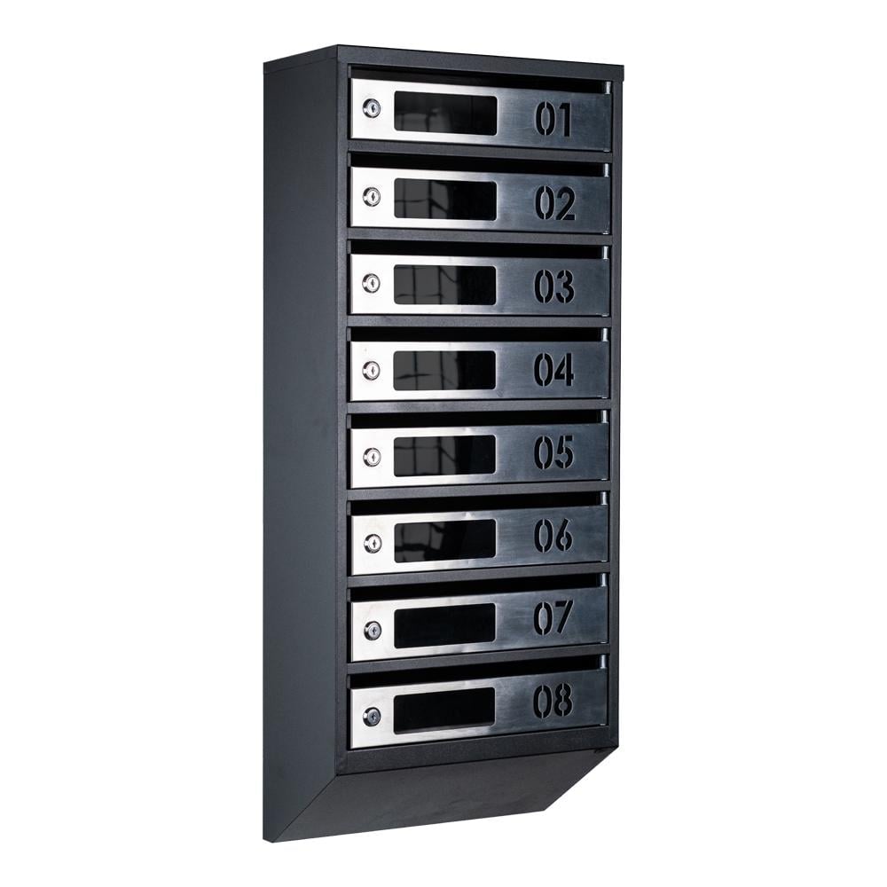 Ящик почтовый многосекционный ЯП08D Черный/Нержавеющая сталь (24061063)